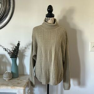Vintage Marchetta Mixed Knit Turtleneck Oversized Sweater size L